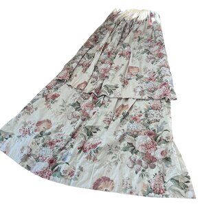 Vintage Floral Chintz Curtain Panels With Lining Pastel Colors Large Size Romant